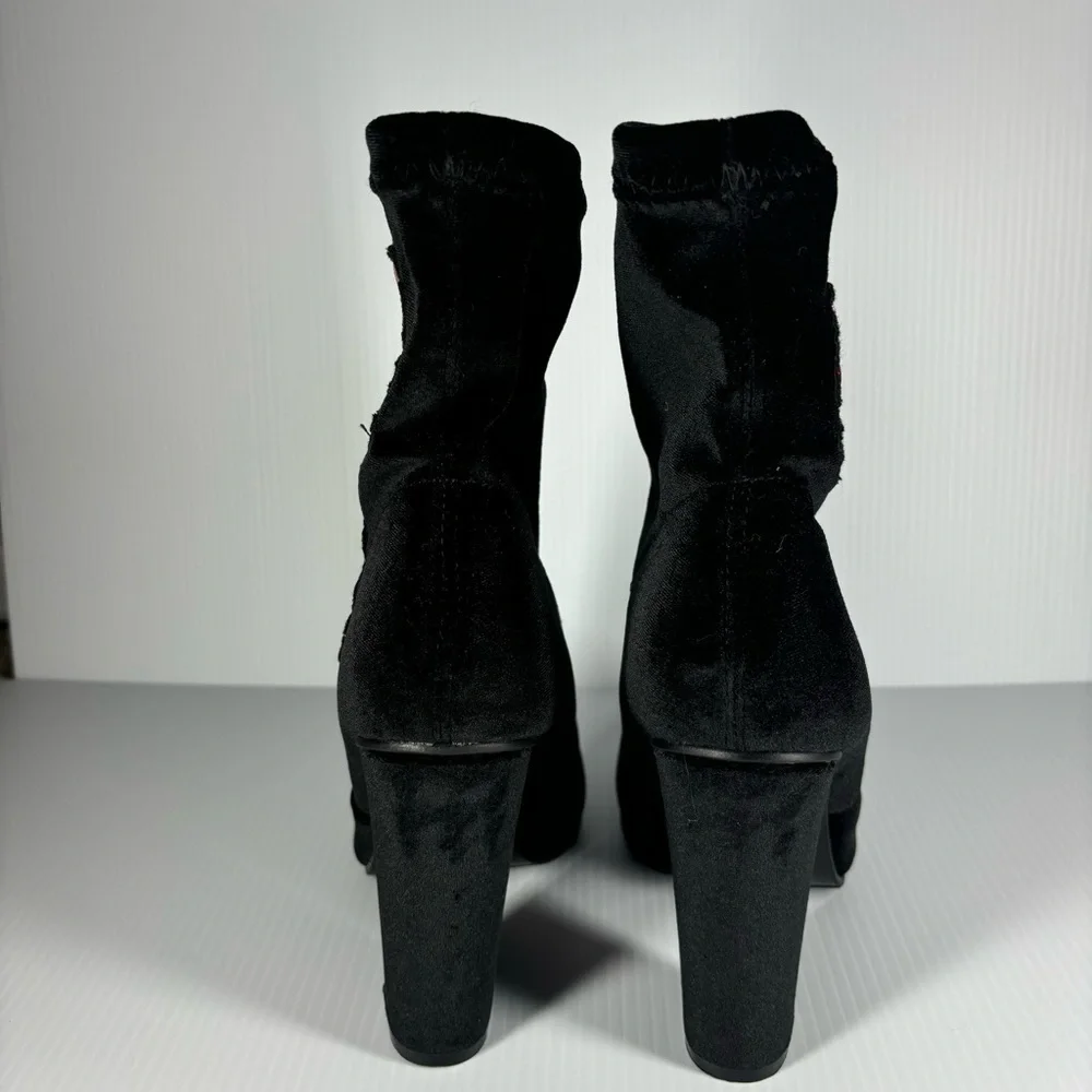 Yoki Heels Womens 8 Ankle Boots Roses Crushed Velvet Photoshoot Night Out Party